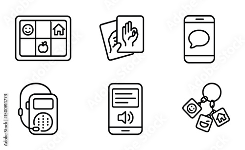 Communication tools and devices icons for digital and print design