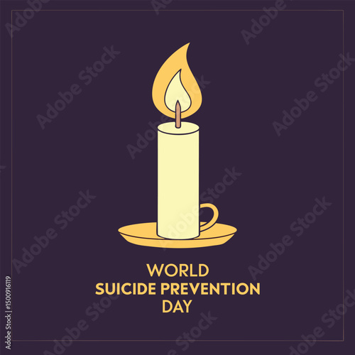 Illuminating Hope: A single candle burns brightly against a deep background, its warm glow casting a gentle light on the solemn occasion of World Suicide Prevention Day. Symbolizing hope, support.