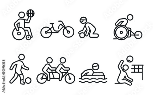 Inclusive sport icons for accessible recreation and design projects