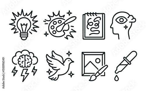 Creative icons set featuring art, design, and imagination concepts