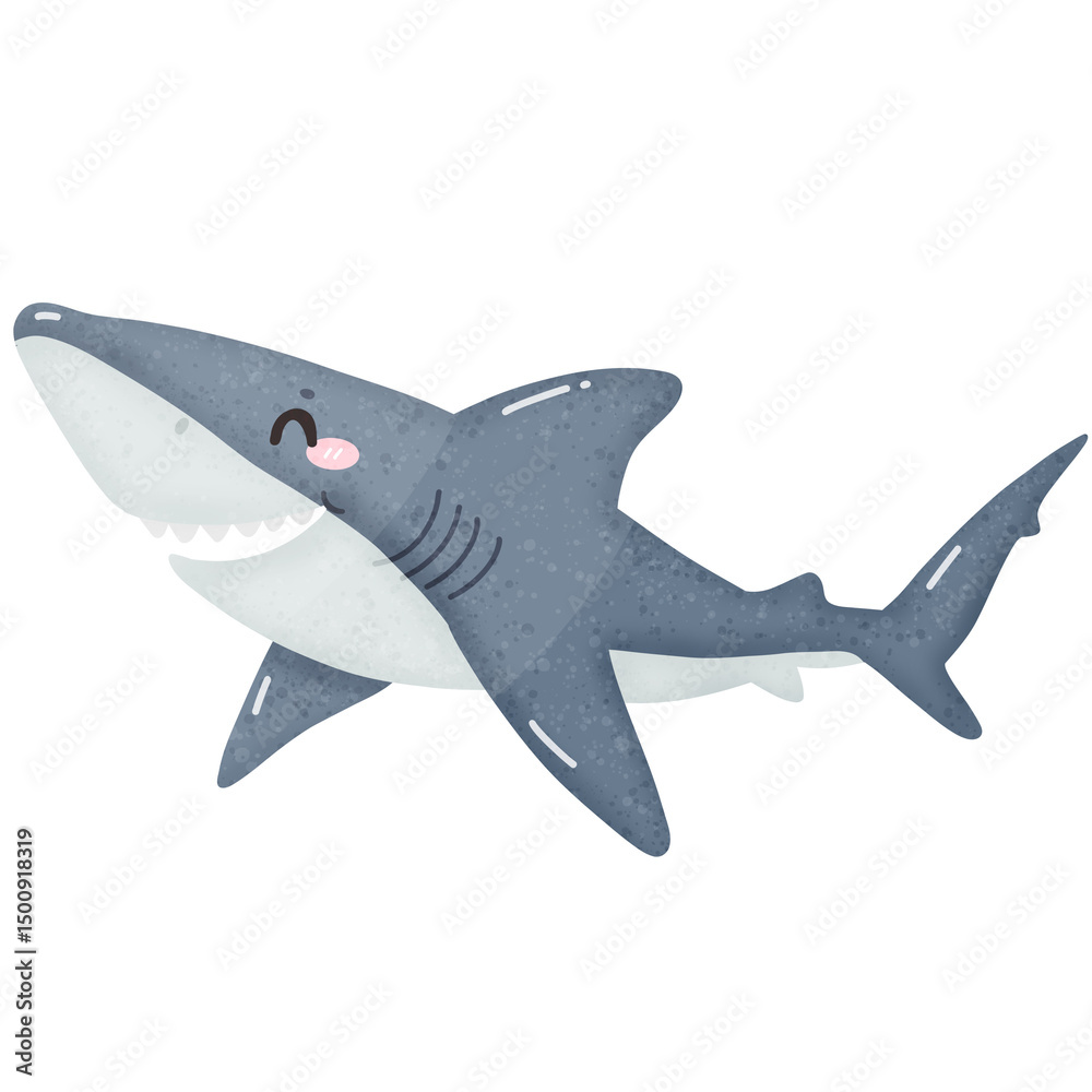 Fototapeta premium Cute shark cartoon shark species cartoon
