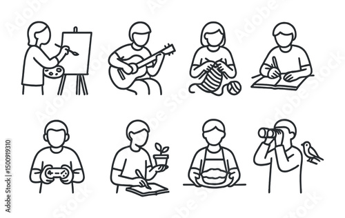 Creative activities and hobbies collection for inspiration and design projects