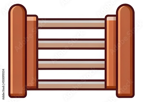 Simple wooden fence gate cartoon illustration
