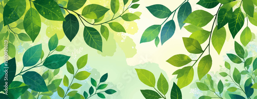Lush Green Leaves Pattern in Serene Nature Setting