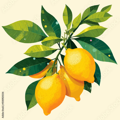 Lush Lemons on Branch in Sunlit Garden