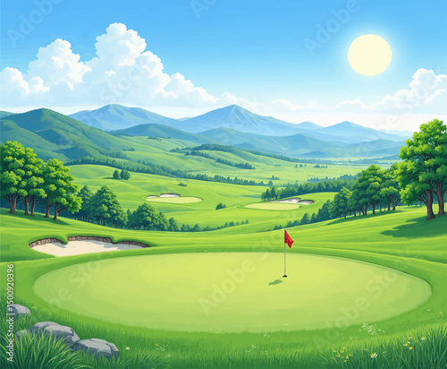 Lush Mountain Golf Course under Sunny Skies