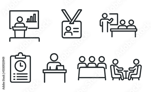 Business meeting and presentation icons for office use