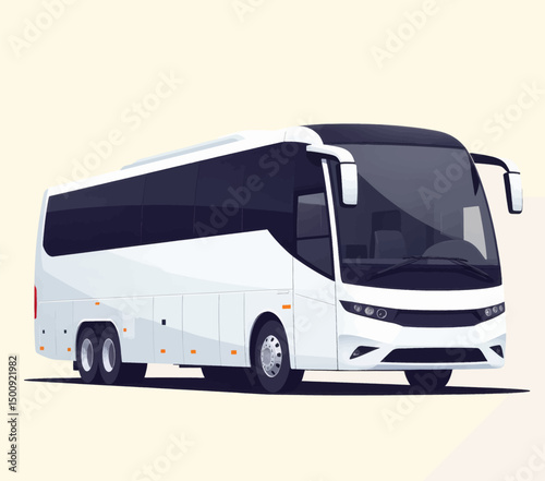 Modern White Tour Bus Ready for Travel