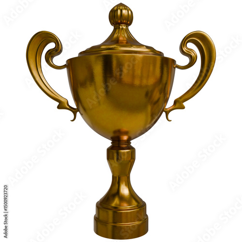 Golden trophy, gleaming and prestigious