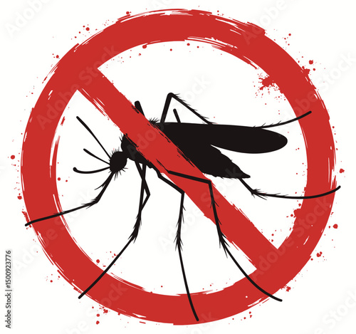 Prohibited Mosquito Symbol with Red Splash Effect
