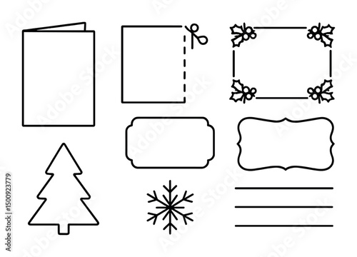Holiday card and label templates featuring christmas and winter designs