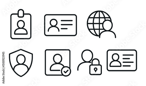 Identity and security icons for online and offline protection concepts