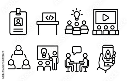 Team collaboration and innovation concepts for business presentations