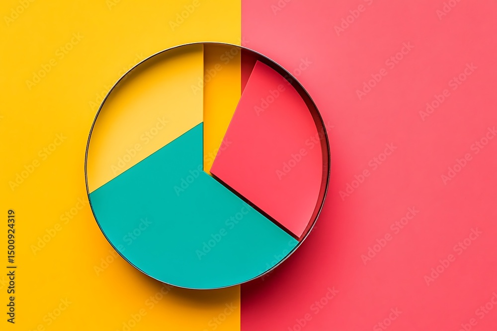 Obraz premium Aerial view of a colorful pie chart on a split background