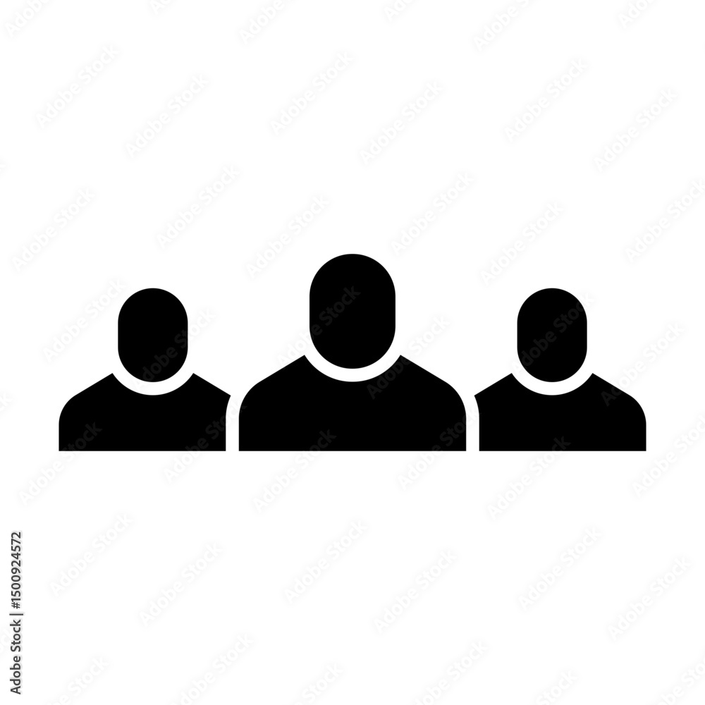 Group of people or group of users. 3 People solid icon, persons glyph symbol, group linear pictogram isolated Group of people or group of users. 3 People solid icon, persons glyph symbol, group linear pictogram isolated