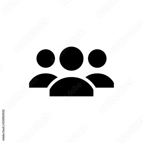 Group of people or group of users. 3 People solid icon, persons glyph symbol, group linear pictogram isolated