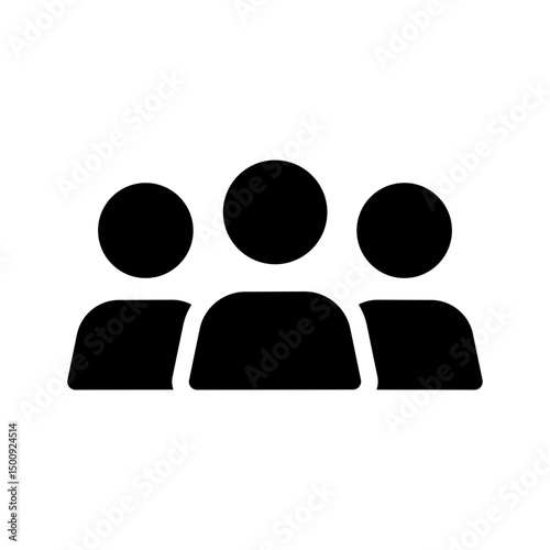 Group of people or group of users. 3 People solid icon, persons glyph symbol, group linear pictogram isolated