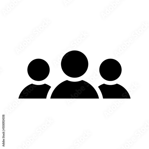 Group of people or group of users. 3 People solid icon, persons glyph symbol, group linear pictogram isolated