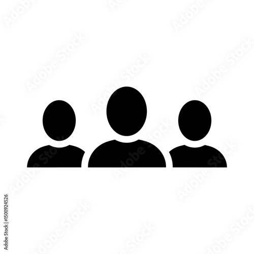 Group of people or group of users. 3 People solid icon, persons glyph symbol, group linear pictogram isolated