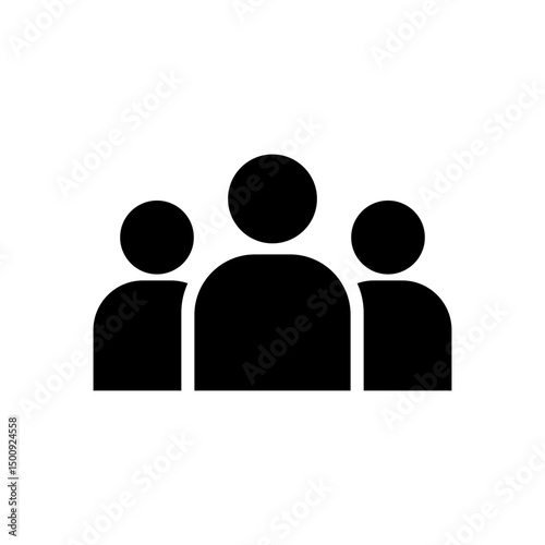 Group of people or group of users. 3 People solid icon, persons glyph symbol, group linear pictogram isolated