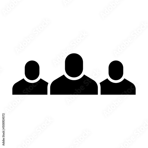 Group of people or group of users. 3 People solid icon, persons glyph symbol, group linear pictogram isolated