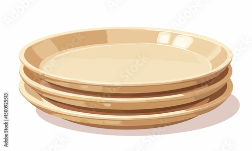 Stacked Golden Plates in Warm Kitchen Light