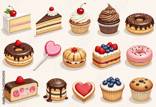Sweet Indulgence: Assorted Desserts in a Dreamy Array