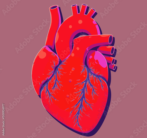 Vibrant Heart Illustration on Pink Background