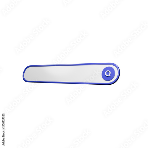 Perspective 3D Render of a Search Bar with Magnifying Glass
