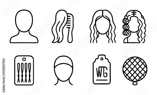 Hair styling icons set for beauty and fashion design projects