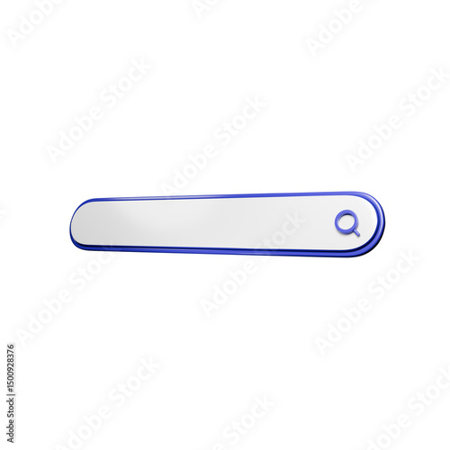 Perspective 3D Rendered Search Bar with Magnifying Glass Icon