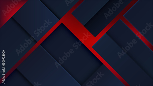 abstract geometric background dark navy blue vibrant red modern design creative art layered pattern
