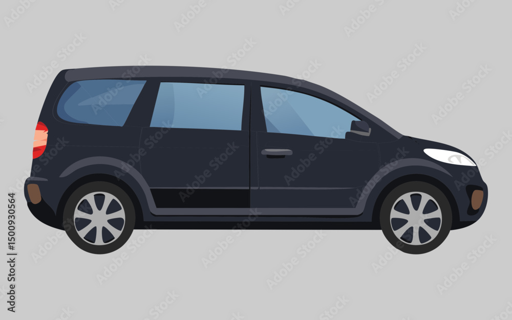 Obraz premium Sleek Dark Grey Minivan Side View