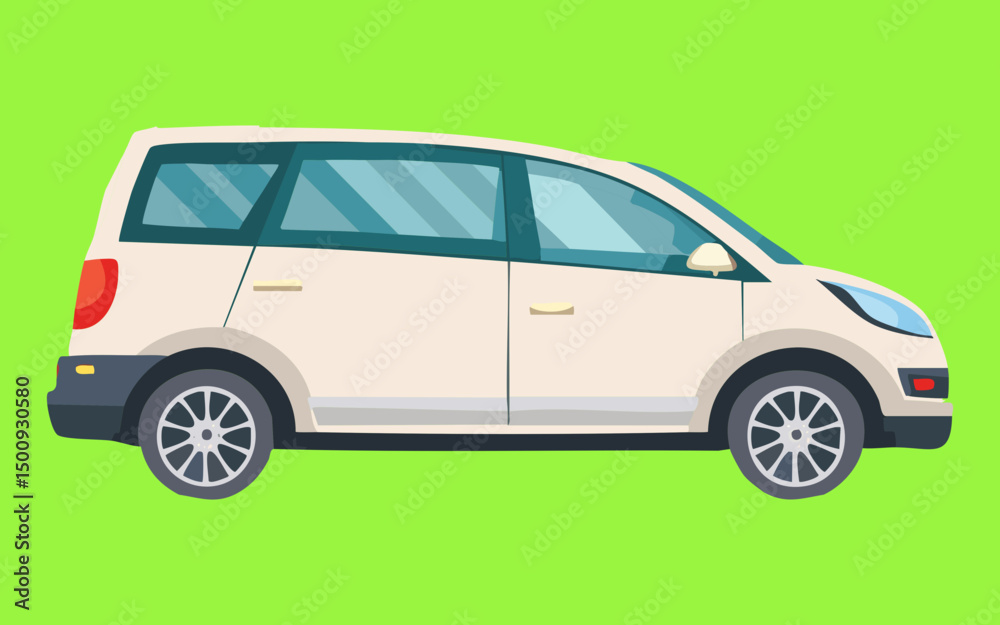 Fototapeta premium classic white beige minivan illustration