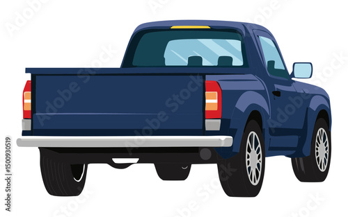 Blue Pickup Truck Rear View