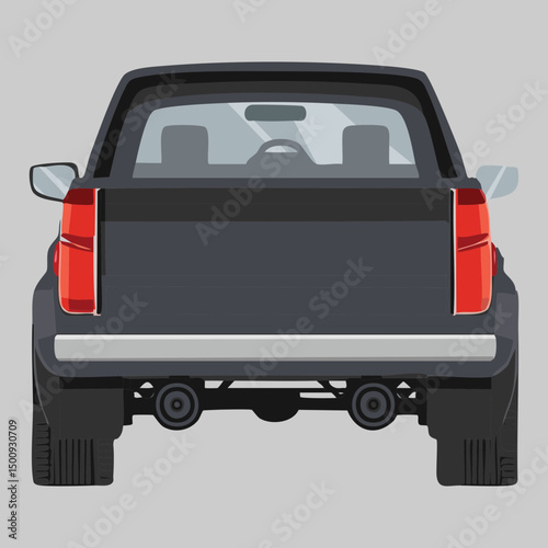 Gray Pickup Truck - Rear View