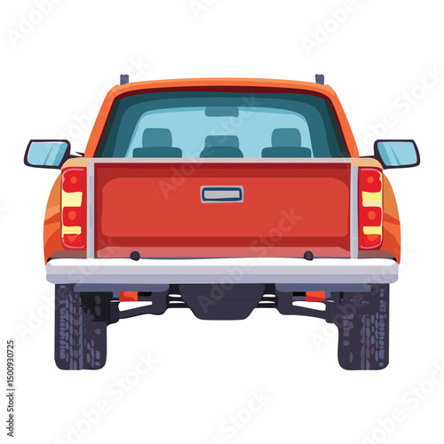 Orange Pickup Truck - Rear View