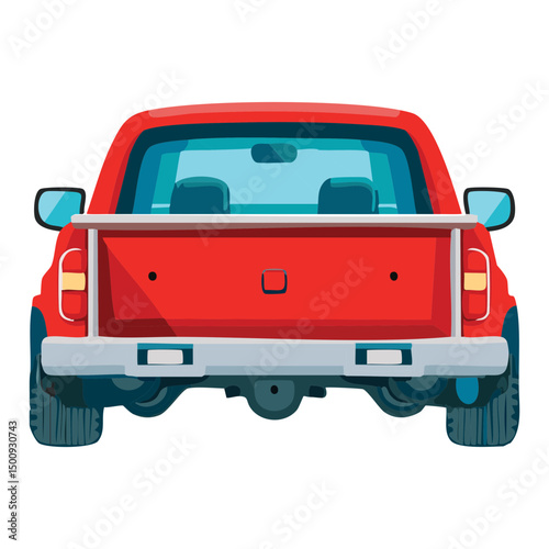 red pickup truck rear illustration