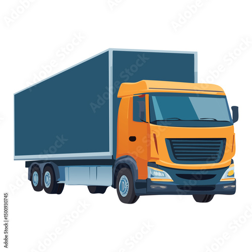 long haul yellow blue semi truck illustration