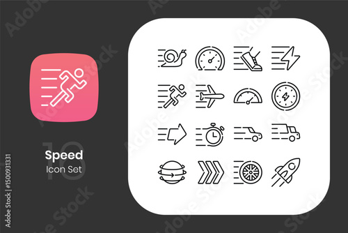 Lineal speed icon design set