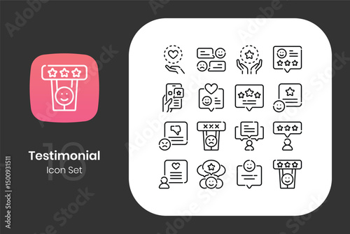 Lineal testimonial icon design set