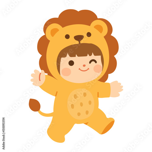 Kid Girl Characters in lion Costume