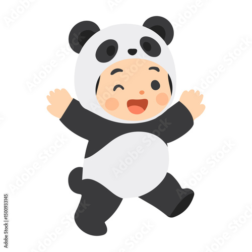 Kid Boy Characters in panda Costume