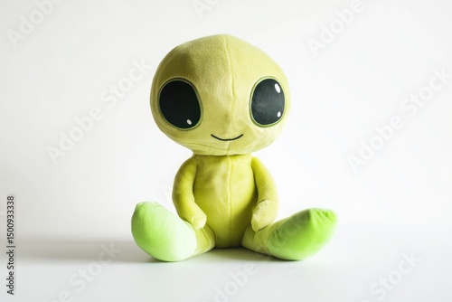 cute alien plush toy isolated on white background