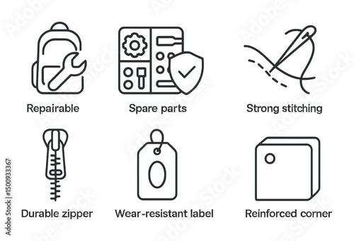Durable backpack features with repairable and reinforced design elements