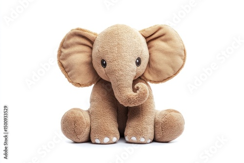 cuddly elephant stuffed animal isolated on white background