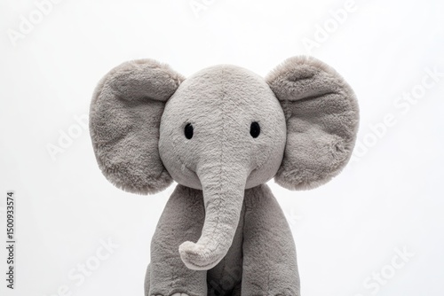 cuddly elephant stuffed animal isolated on white background