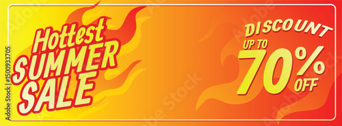 hottest summersale text inside flaming fire concept. summer sale banner template vector illustration