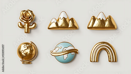 Gleaming Earth Emblems: High-end events, luxury stationery, sophisticated and polished style.