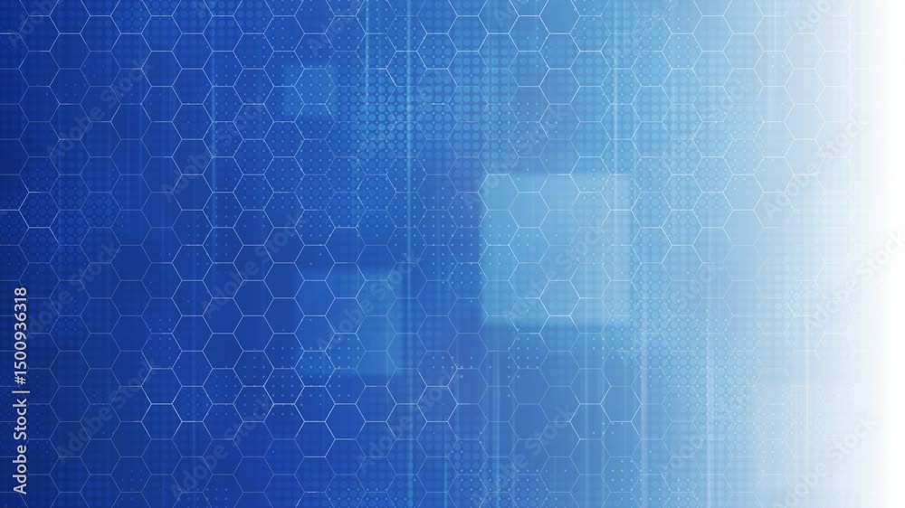 Loopable modern blue high-tech technology background with slow motion hexagonal grid pattern, geometric shapes and gradient effect